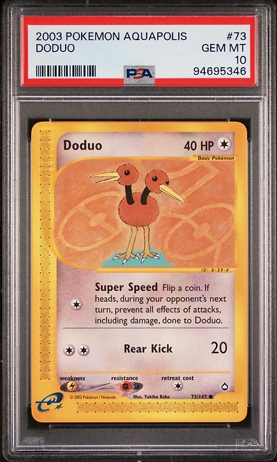 2003 Pokemon Aquapolis 73 Doduo PSA 10