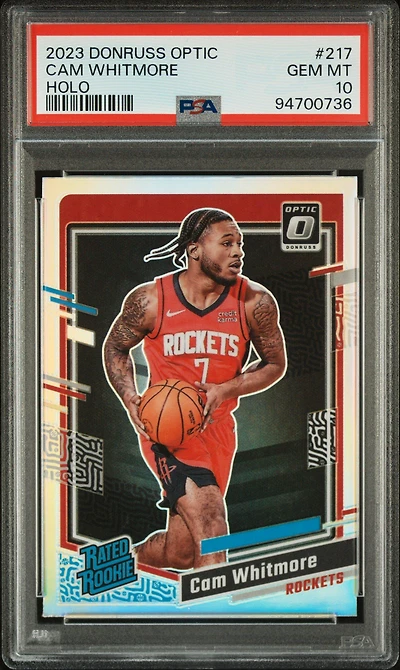 2023 Panini Donruss Optic 217 Cam Whitmore Holo PSA 10