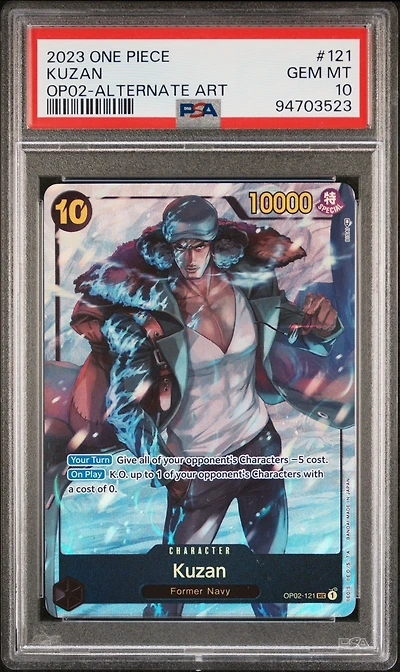 2023 One Piece Op02-paramount War 121 Kuzan Alternate Art PSA 10