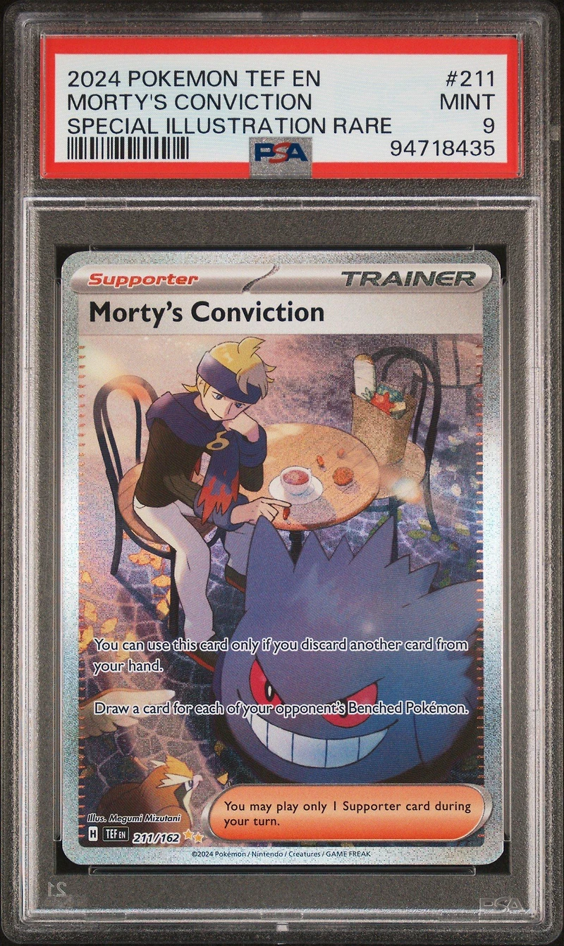 2024 Pokemon Tef En-temporal Forces 211 Morty's Conviction Special Illustration Rare PSA 9