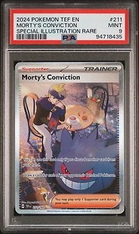 2024 Pokemon Tef En-temporal Forces 211 Morty's Conviction Special Illustration Rare PSA 9