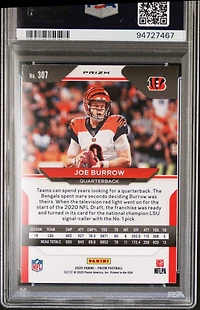 2020 Panini Prizm 307 Joe Burrow Disco Prizm PSA 10