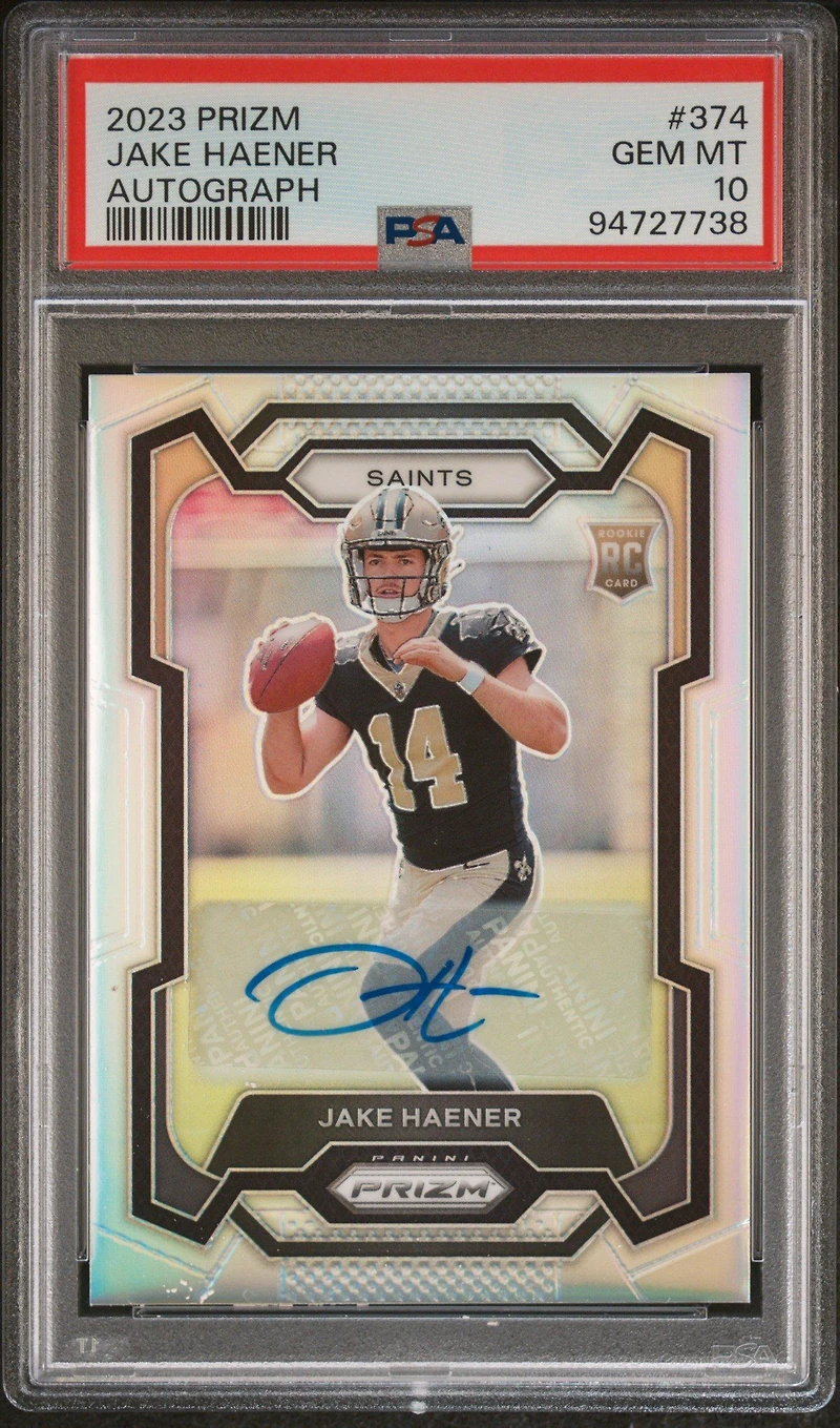 2023 Panini Prizm 374 Jake Haener Autograph PSA 10