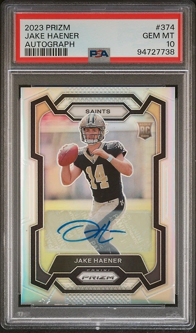 2023 Panini Prizm 374 Jake Haener Autograph PSA 10