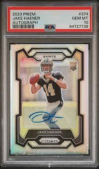 2023 Panini Prizm 374 Jake Haener Autograph PSA 10