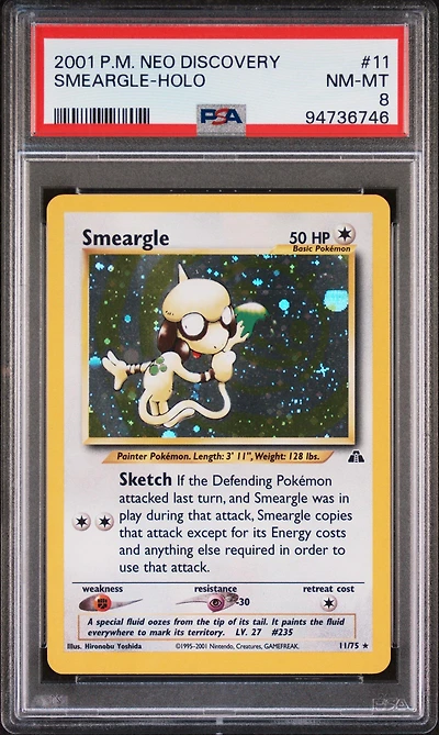2001 Pokemon Neo Discovery 11 Smeargle-holo PSA 8