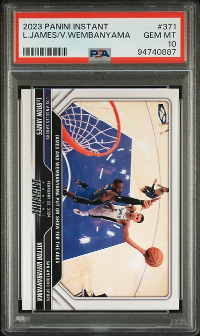 2023 Panini Instant 371 Lebron James\victor Wembanyama PSA 10