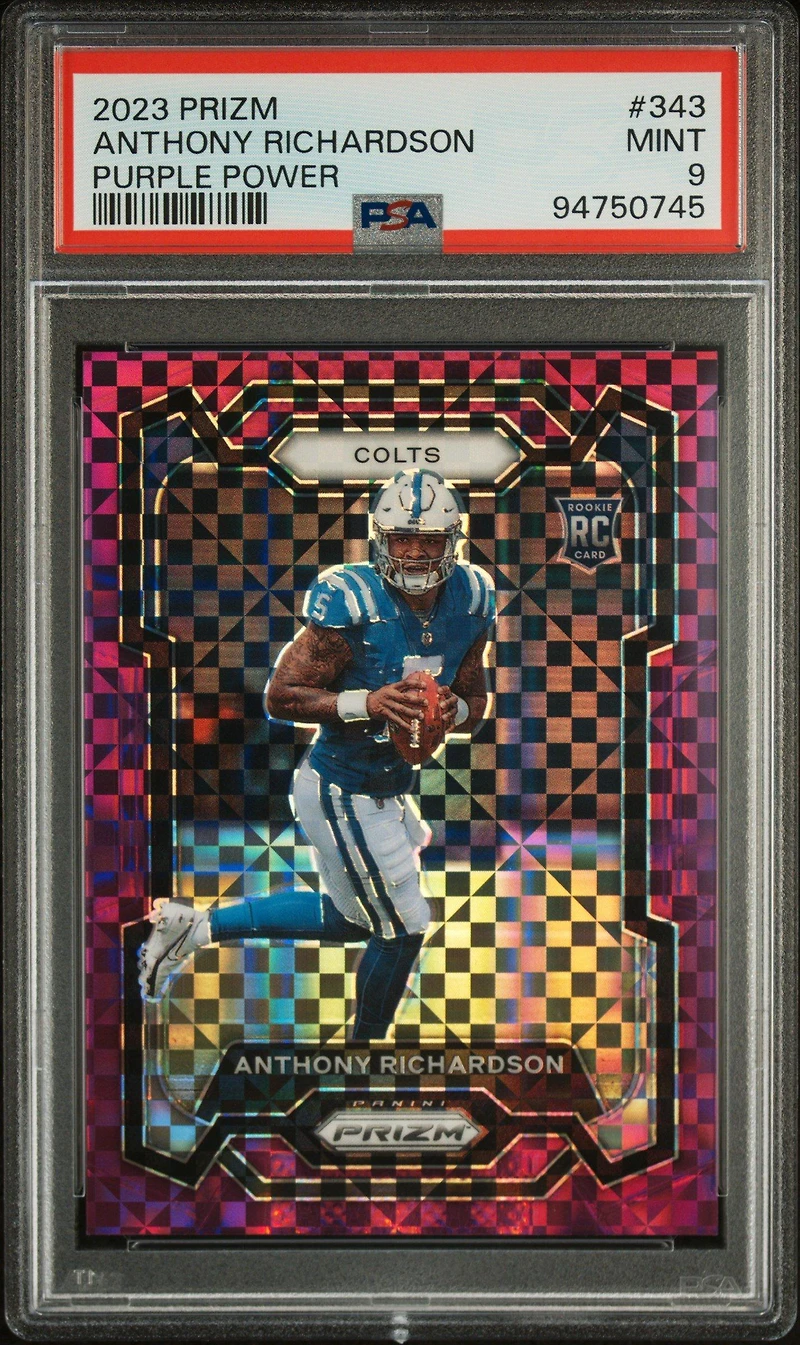 2023 Panini Prizm 343 Anthony Richardson Purple Power PSA 9