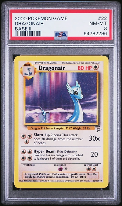 2000 Pokemon Game Base Ii 22 Dragonair PSA 8