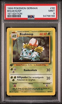 1999 Pokemon German 30 Bisaknosp 1st Edition PSA 9