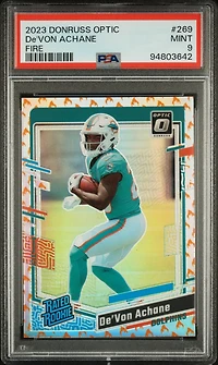 2023 Panini Donruss Optic 269 De'von Achane Fire PSA 9