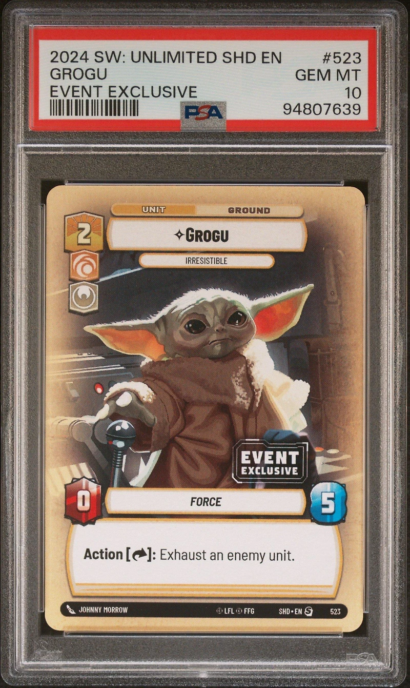 2024 Star Wars: Unlimited Shadows Of The Galaxy 523 Grogu, Irresistable Event Exclusive PSA 10