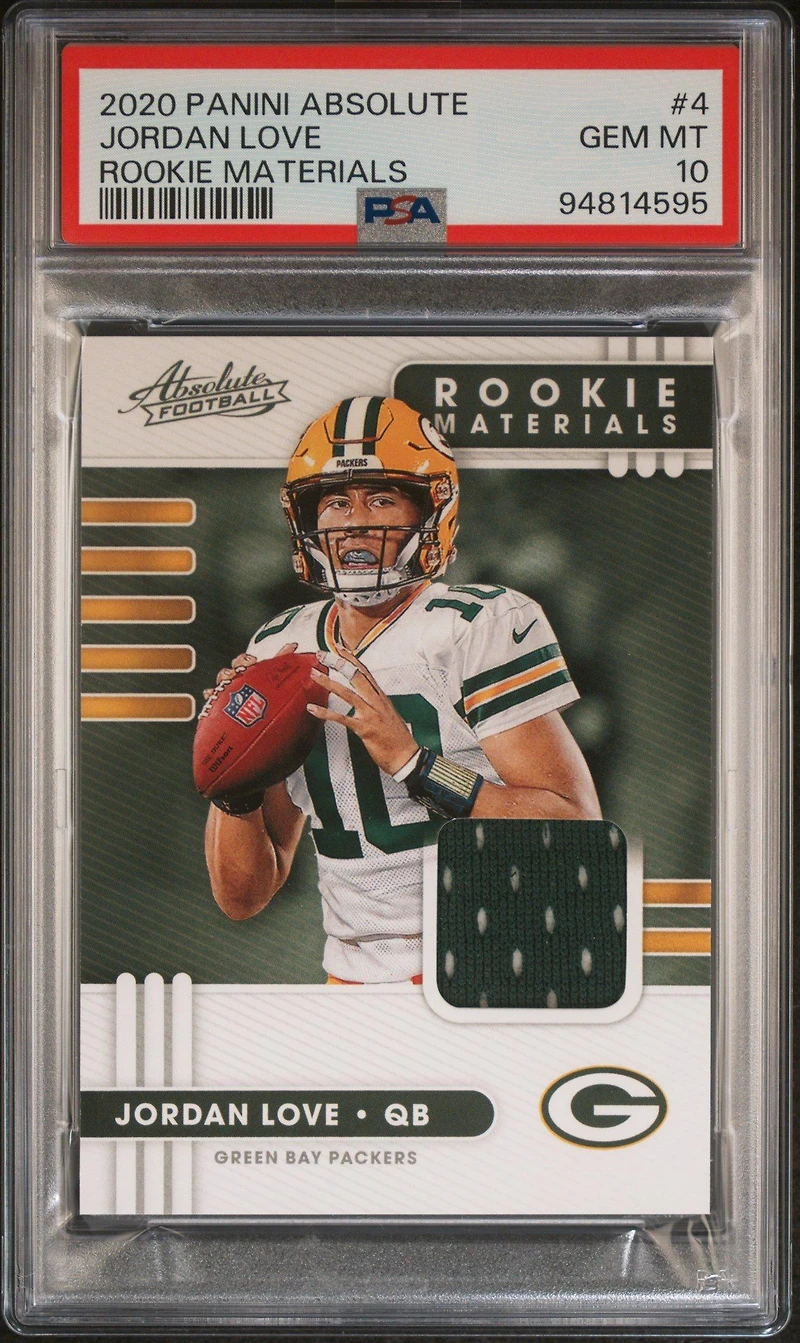 2020 Panini Absolute Rookie Materials 4 Jordan Love PSA 10