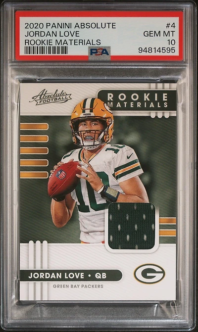 2020 Panini Absolute Rookie Materials 4 Jordan Love PSA 10