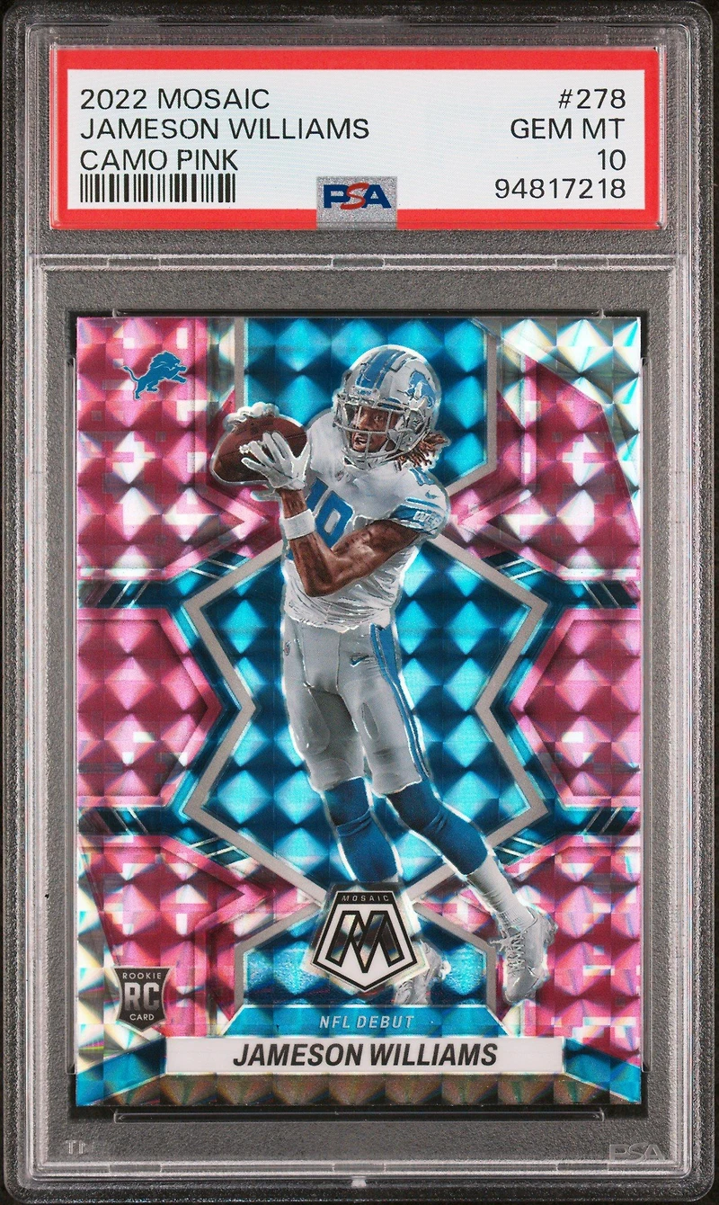 2022 Panini Mosaic 278 Jameson Williams Camo Pink PSA 10