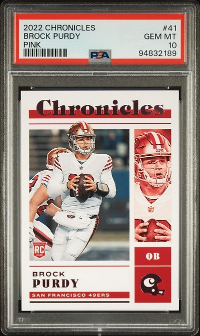2022 Panini Chronicles 41 Brock Purdy Pink PSA 10
