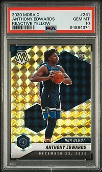 2020 Panini Mosaic 261 Anthony Edwards Reactive Yellow PSA 10