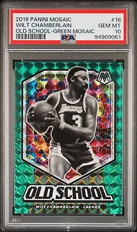2019 Panini Mosaic Old School 18 Wilt Chamberlain Green Mosaic PSA 10