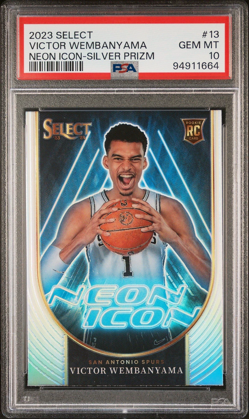 2023 Panini Select Neon Icon 13 Victor Wembanyama Silver Prizm PSA 10