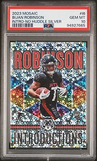 2023 Panini Mosaic Introductions I6 Bijan Robinson No Huddle Silver PSA 10