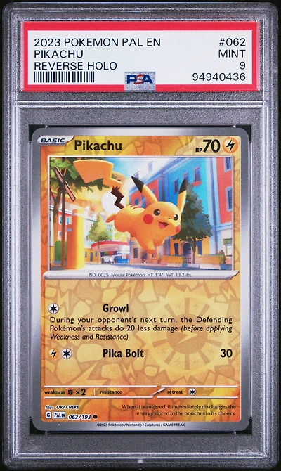 2023 Pokemon Pal En-paldea Evolved 062 Pikachu Reverse Holo PSA 9