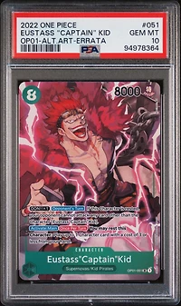 2022 One Piece Op01-romance Dawn 051 Eustass "captain" Kid Alternate Art-errata PSA 10