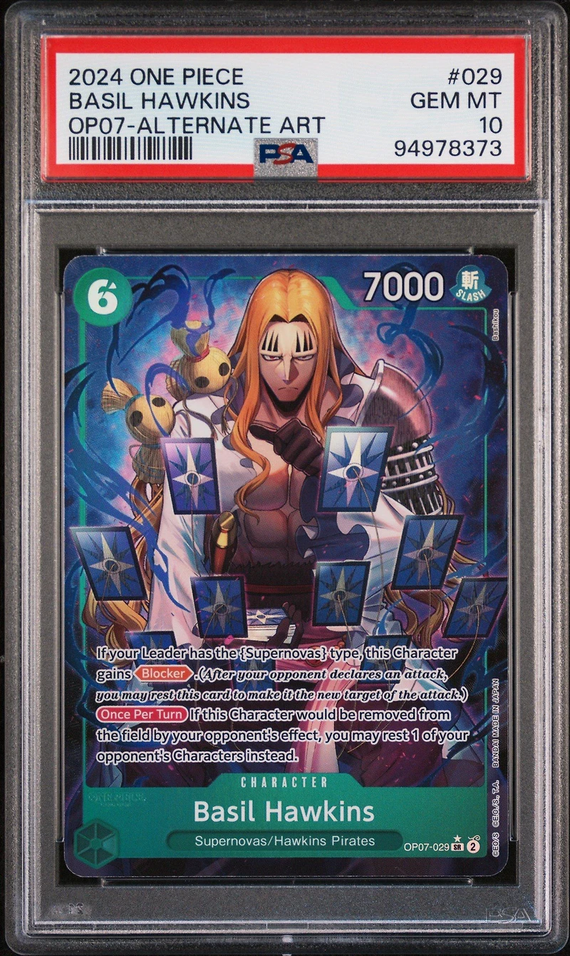 2024 One Piece Op07-500 Years In The Future 029 Basil Hawkins Alternate Art PSA 10