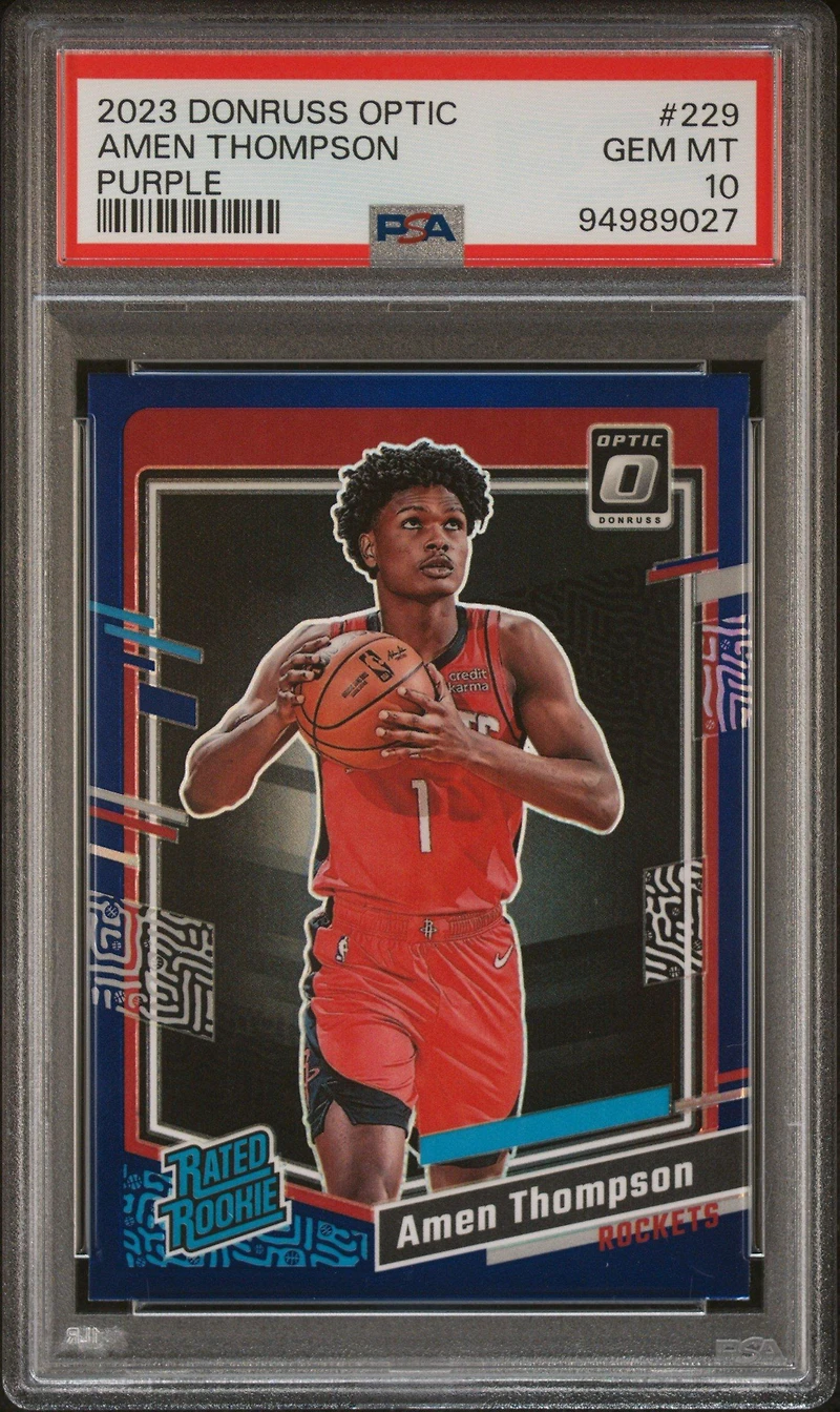 2023 Panini Donruss Optic 229 Amen Thompson Purple PSA 10