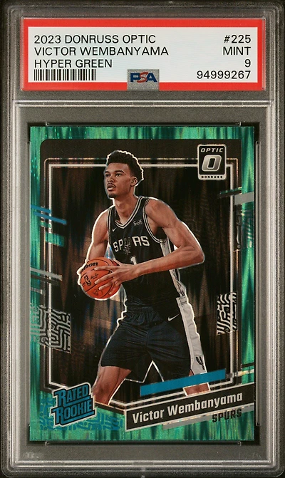 2023 Panini Donruss Optic 225 Victor Wembanyama Hyper Green PSA
