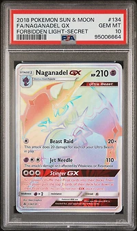 2018 Pokemon Sun & Moon Forbidden Light 134 Full Art/naganadel Gx Secret PSA 10