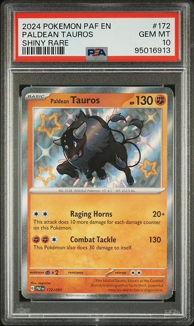 2024 Pokemon Paf En-paldean Fates Paldean Tauros Shiny Rare PSA