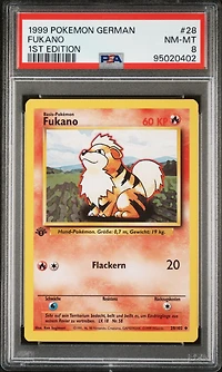 1999 Pokemon German 28 Fukano 1st Edition PSA 8