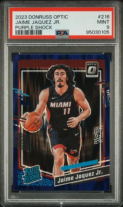 2023 Panini Donruss Optic 216 Jaime Jaquez Jr. Purple Shock PSA 9