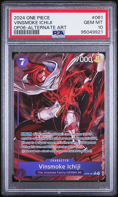 2024 One Piece Wings Of The Captain 061 Vinsmoke Ichiji Alternate Art PSA 10