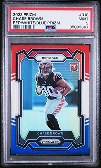 2023 Panini Prizm 318 Chase Brown Red/white/blue Prizm PSA 9