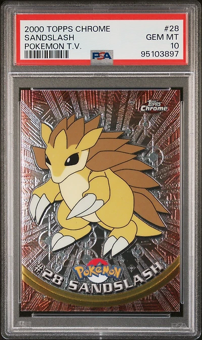 2000 Topps Chrome Pokemon T.v. 28 Sandslash PSA 10