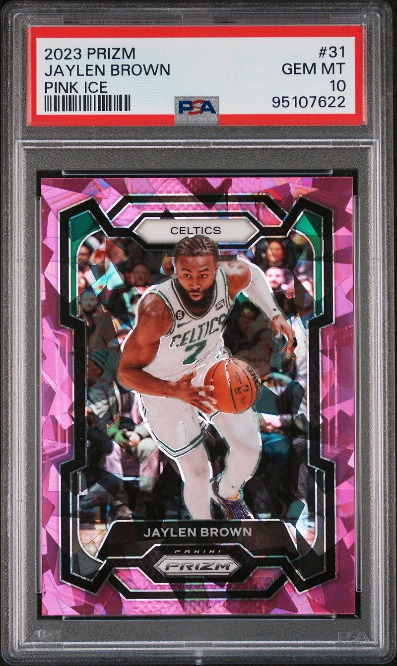 2023 Panini Prizm 31 Jaylen Brown Pink Ice PSA 10