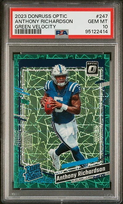 2023 Panini Donruss Optic 247 Anthony Richardson Green Velocity PSA 10