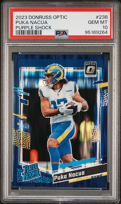 2023 Panini Donruss Optic 238 Puka Nacua Purple Shock PSA 10