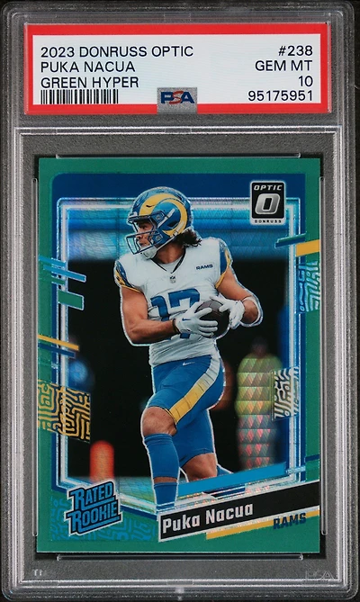 2023 Panini Donruss Optic 238 Puka Nacua Green Hyper PSA 10