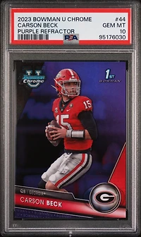 2023 Bowman University Chrome 44 Carson Beck Purple Refractor PSA 10