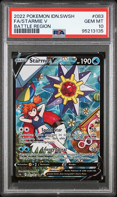 2022 Pokemon Indonesian Sword & Shield Battle Region 083 Full Art/starmie V PSA 10