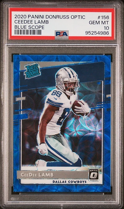 2020 Panini Donruss Optic 156 Ceedee Lamb Blue Scope PSA 10
