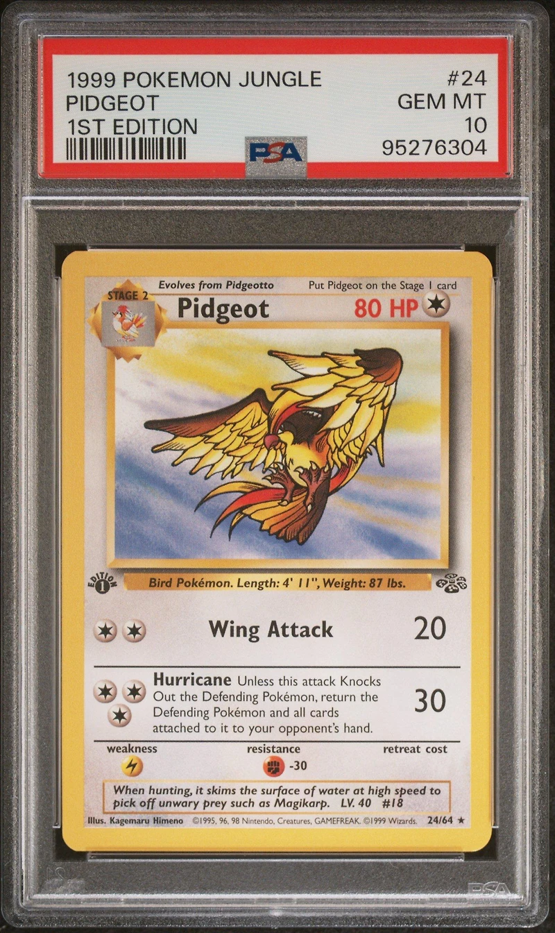 1999 Pokemon Jungle 24 Pidgeot 1st Edition PSA 10