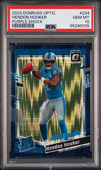 2023 Panini Donruss Optic 234 Hendon Hooker Purple Shock PSA