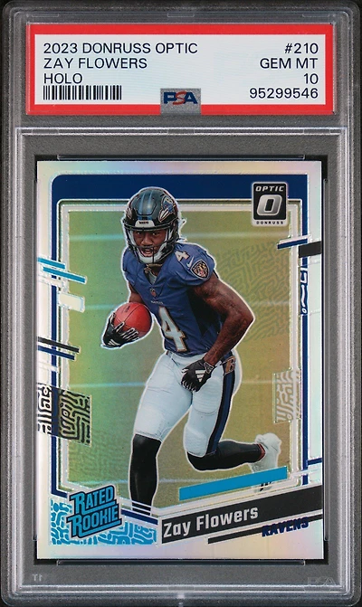 2023 Panini Donruss Optic 210 Zay Flowers Holo PSA 10
