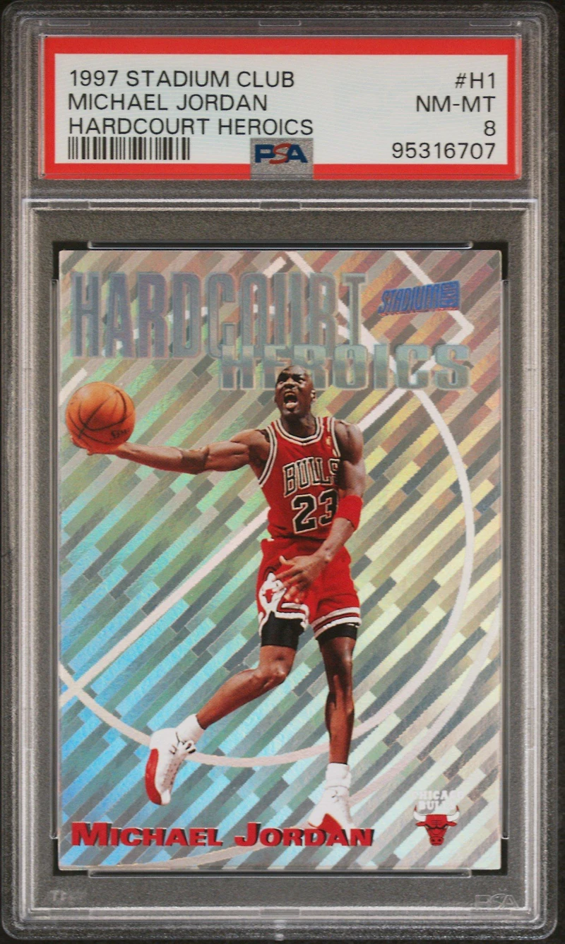 1997 Stadium Club Hardcourt Heroics H1 Michael Jordan PSA 8