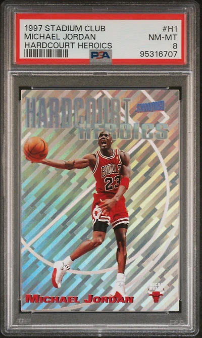 1997 Stadium Club Hardcourt Heroics H1 Michael Jordan PSA 8