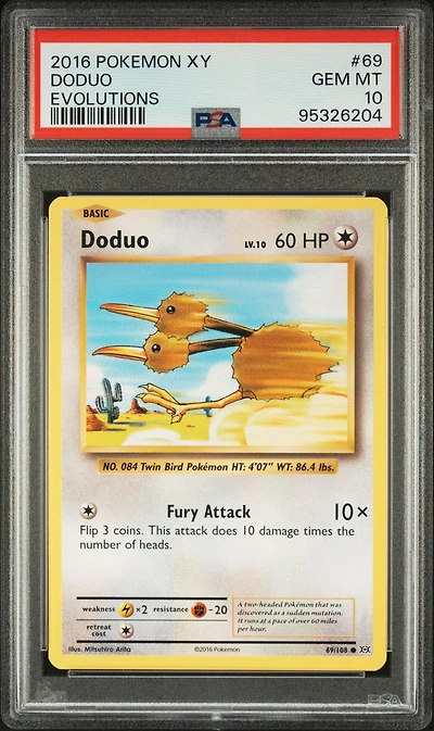 2016 Pokemon Xy Evolutions 69 Doduo PSA 10