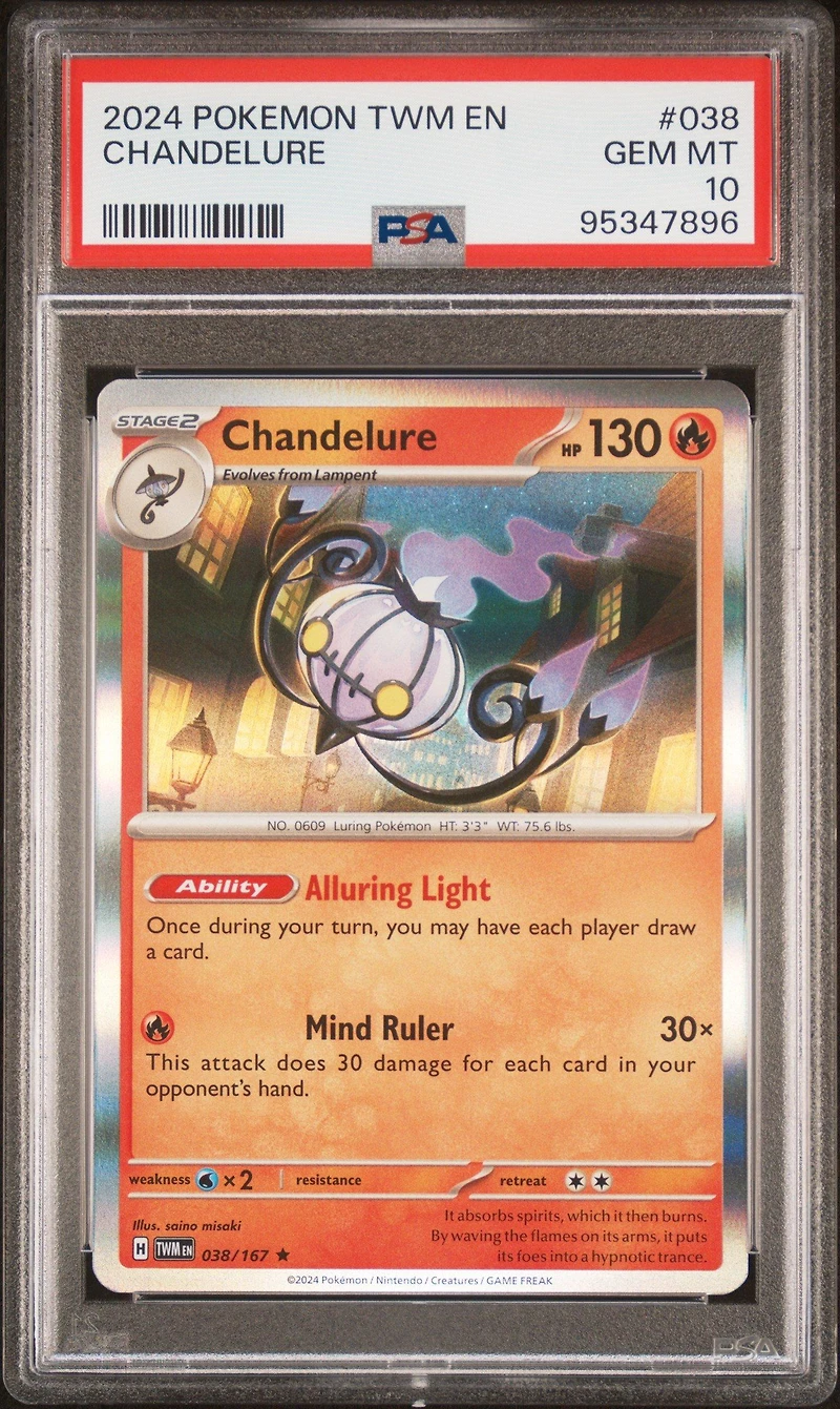 2024 Pokemon Twm En-twilight Masquerade 038 Chandelure PSA 10